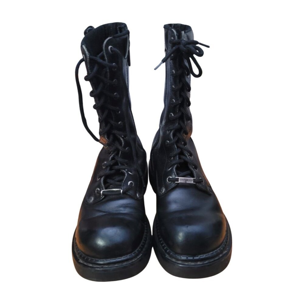 Vintage HARLEY DAVIDSON Leather Biker Boots Lace up Combat Style Motorcycle Sz 8 - Picture 4 of 14